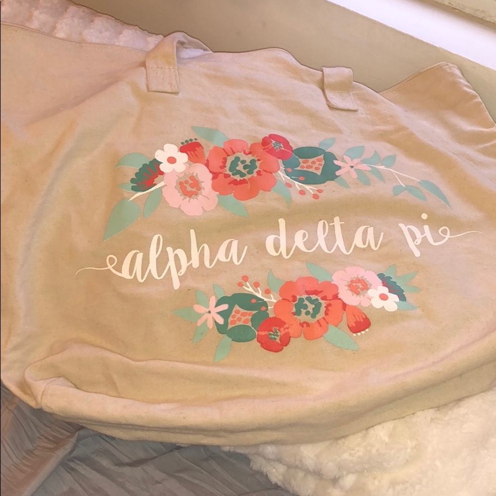 ADPI Floral Zip Tote - Alpha Delta Pi